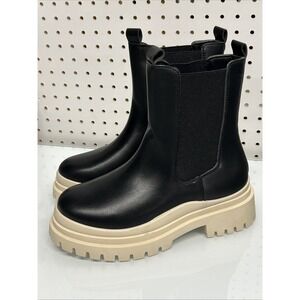 YOKI Women's Duck Rain Boot - Black/Bone, Size 9, New